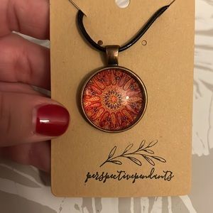 Handmade Mosaic Mandala Cabochon Pendant Necklace